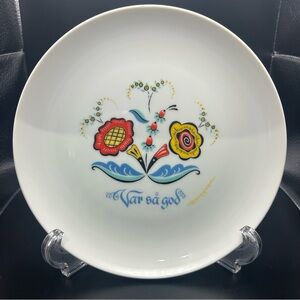 Set Of 4 Mid Century Swedish Berggren Trayner Var Sa God Fine Porcelain Plates